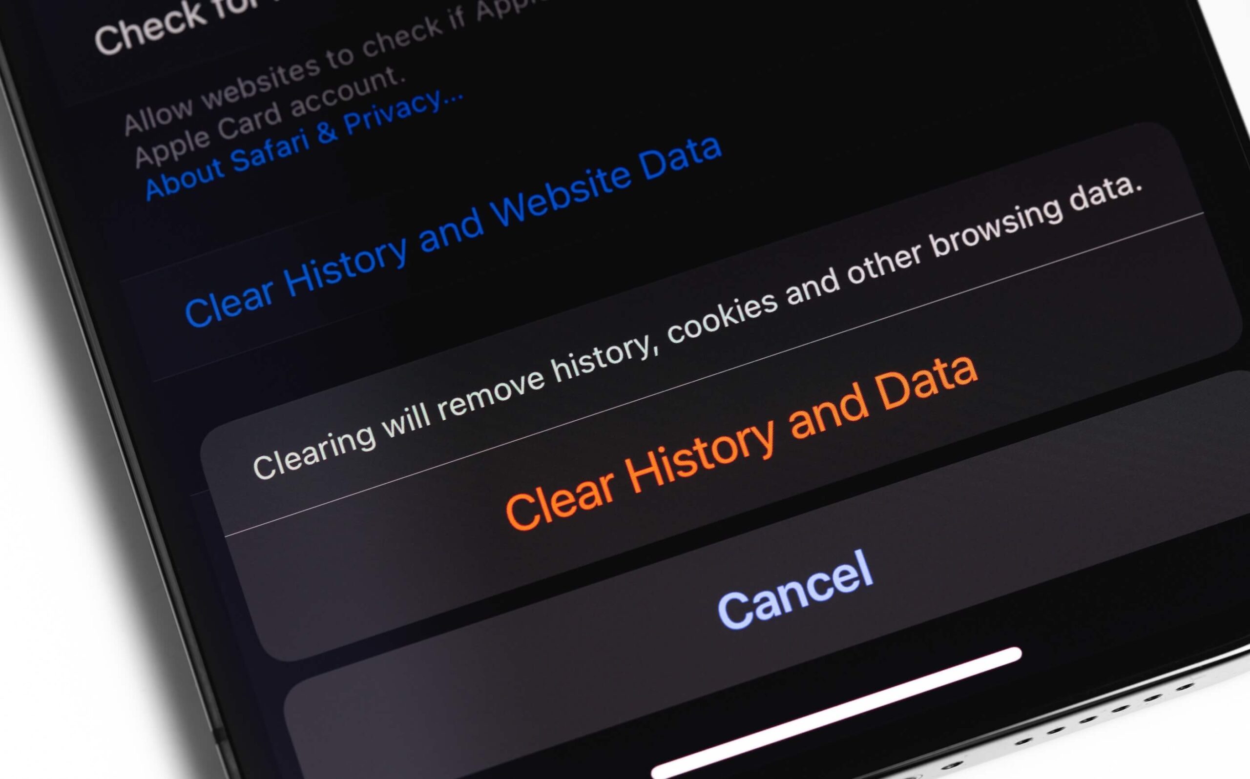 iPhone Clear Cache and Cookies